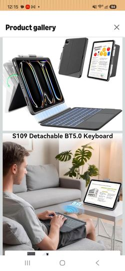 iPad Pro 11 (4th/3rd/2nd/1st Gen) & Air 11 inch 5/4th Keyboard Case
iPad Air 11 inch Case with BT Keyboard (M4/M3/M2, 2026/2025/2024),Folio Slim Compa