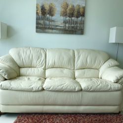 Off White Leather Sofa/ Couch! Great Condition! 