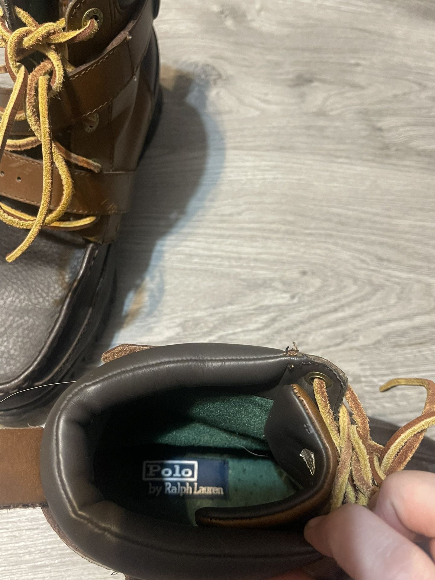 Polo Ralph Lauren Zig Zag II Brown Leather Buckle Strap Boots Mens 13D Polo Ralph Lauren Biker Boots for Men for Sale | Shop New  main image 2