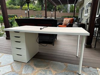 Desk with file cabinet