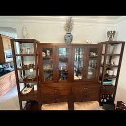 Solid Wood China Cabinet / Hutch with Glass Doors and Open Shelving