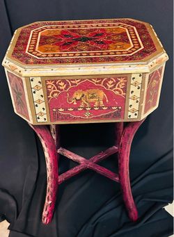 Decorative Painted Elephant Motif Storage Box