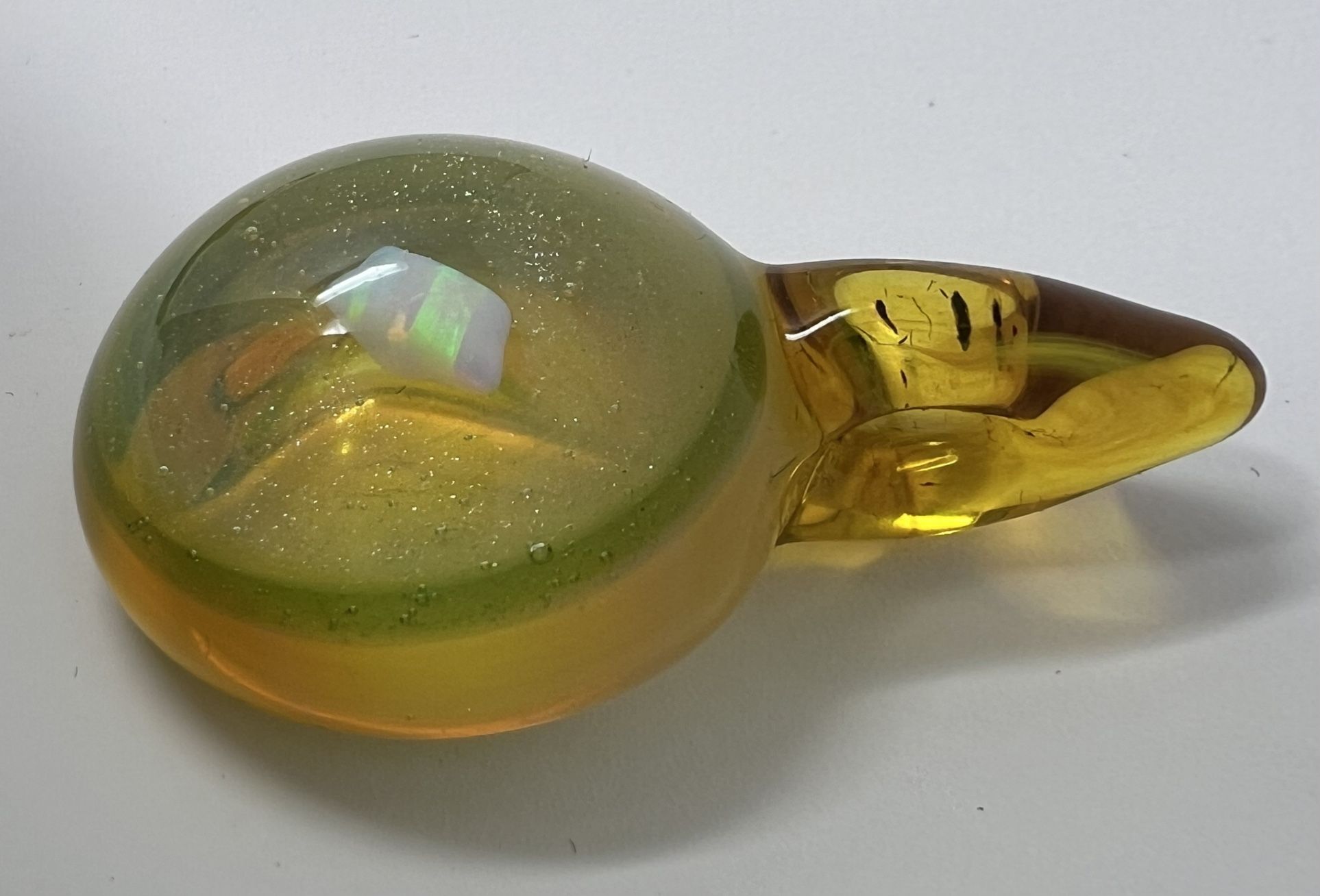 North Star Yellow Glass Pendant With Sparkle And Opal
