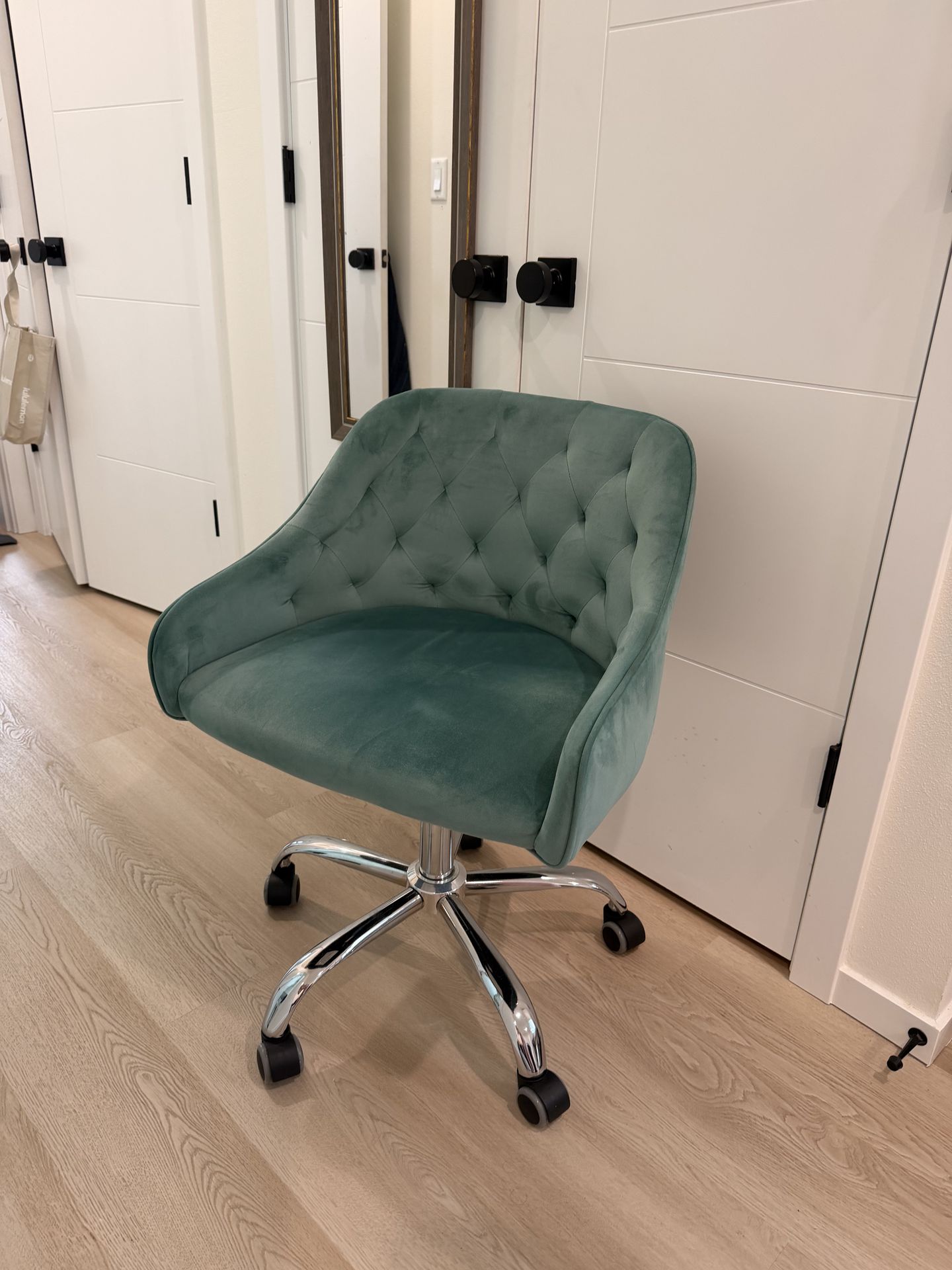 Green velvet chair adjustable