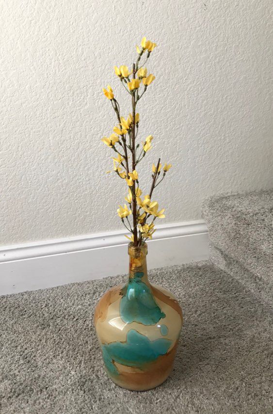 Vase with artificial flower 22” H x 6”W