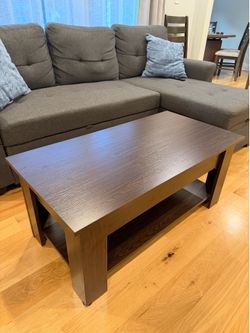 Yaheetech Lift Top Coffee Table with Hidden Storage & Shelf, Espresso, 38.6"