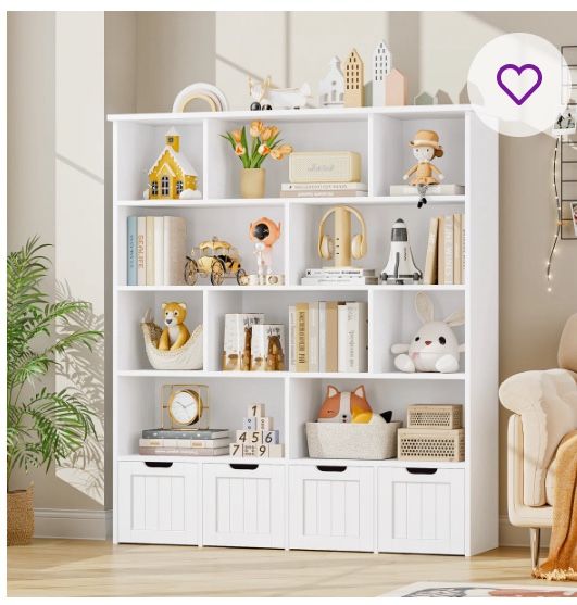 57 inch five tier cube bookcase and toy storage organizer white new