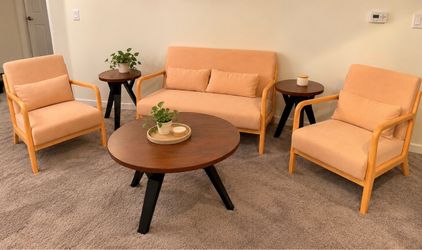 6-Piece Living Room Set – Sofa, Chairs & 3 Tables
