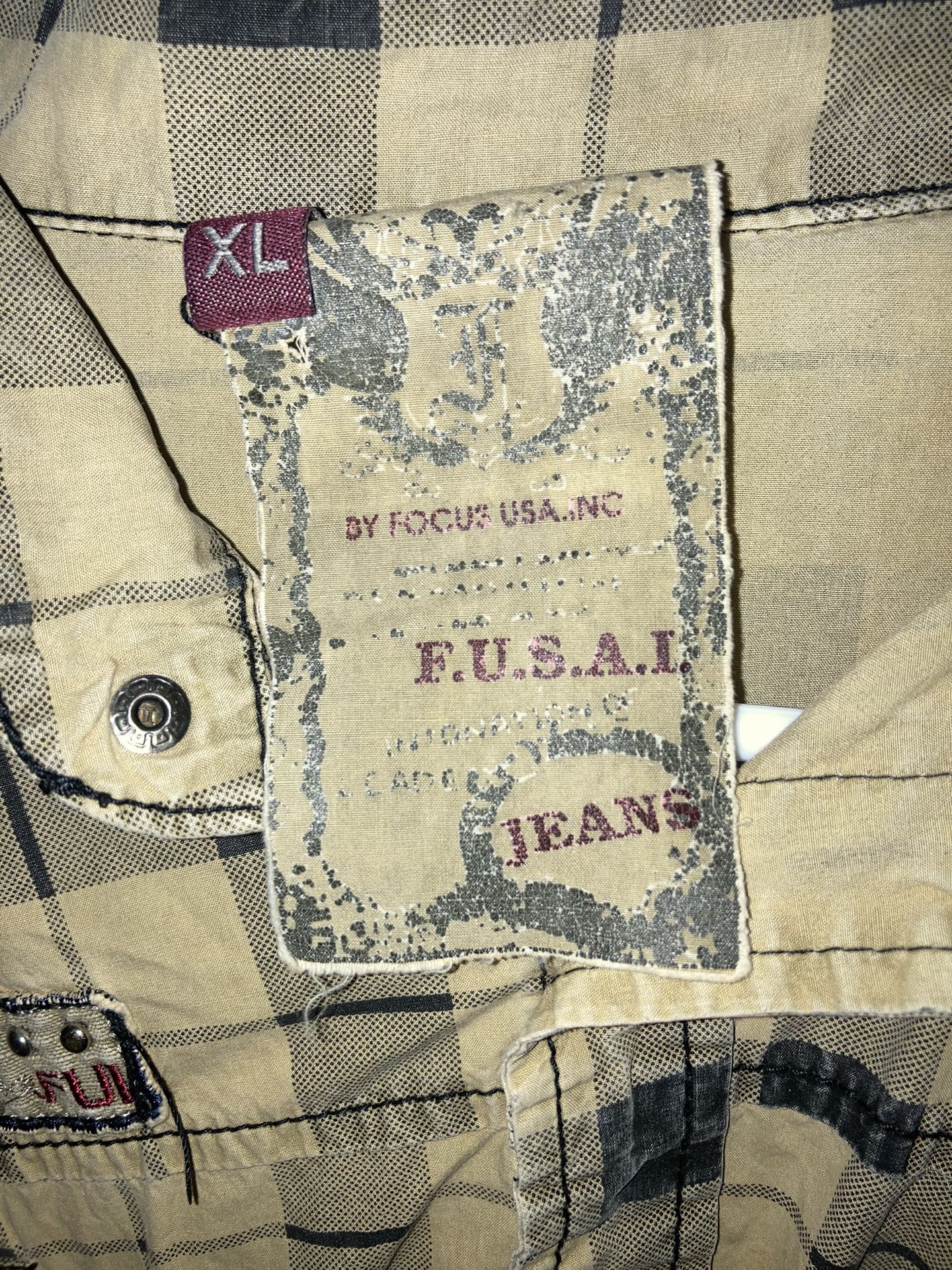 Fusai Jeans Plaid Button Up