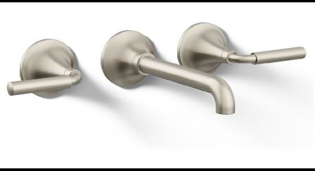 New Other Kohler Tone Wall-Mount Bathroom Sink Faucet Set With Two Lever Handles
