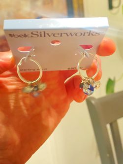 Belk silverworks 925 sterling silver dangle hoop earrings