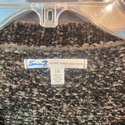 Women's Seven7 Chenille Ultra Plush Cardigan Caviar Sweater Medium