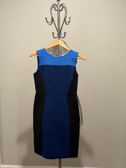 LOFT Royal Blue and Black Sleeveless Colorblock Sheath Dress