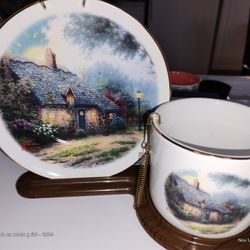 Thomas Kinkade Painter Of Light Moonlight Cottage Cup And Saucer