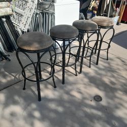 2 Or 4 Metal Barstools Chairs Suede Swivel Seats $15-$18 Each Bar Stools 