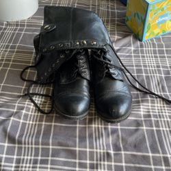 black lace-up boots