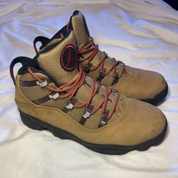 MAKE AN OFFER! Size 11 mens Nike Jordan 6 Rings Winterized boots in a "Rocky Tan" colorway, featuring a ballistic mesh upper with red rope laces