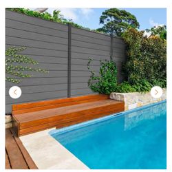 EP Complete Kit 6 ft. x 6 ft. Gray WPC Composite Fence Panel w/Bottom Squared Holders and Post Kits