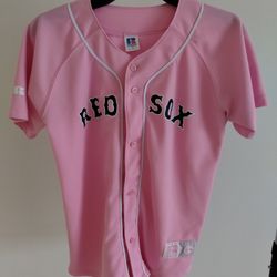 Vtg Russell Athletic MLB Boston Red Sox Pink Jersey Size 16 Boys Junior Unisex
