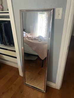 Full-Length Floor Mirror Silver Beaded Frame