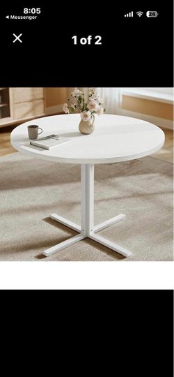 New White Round Dining Table with Cross Base