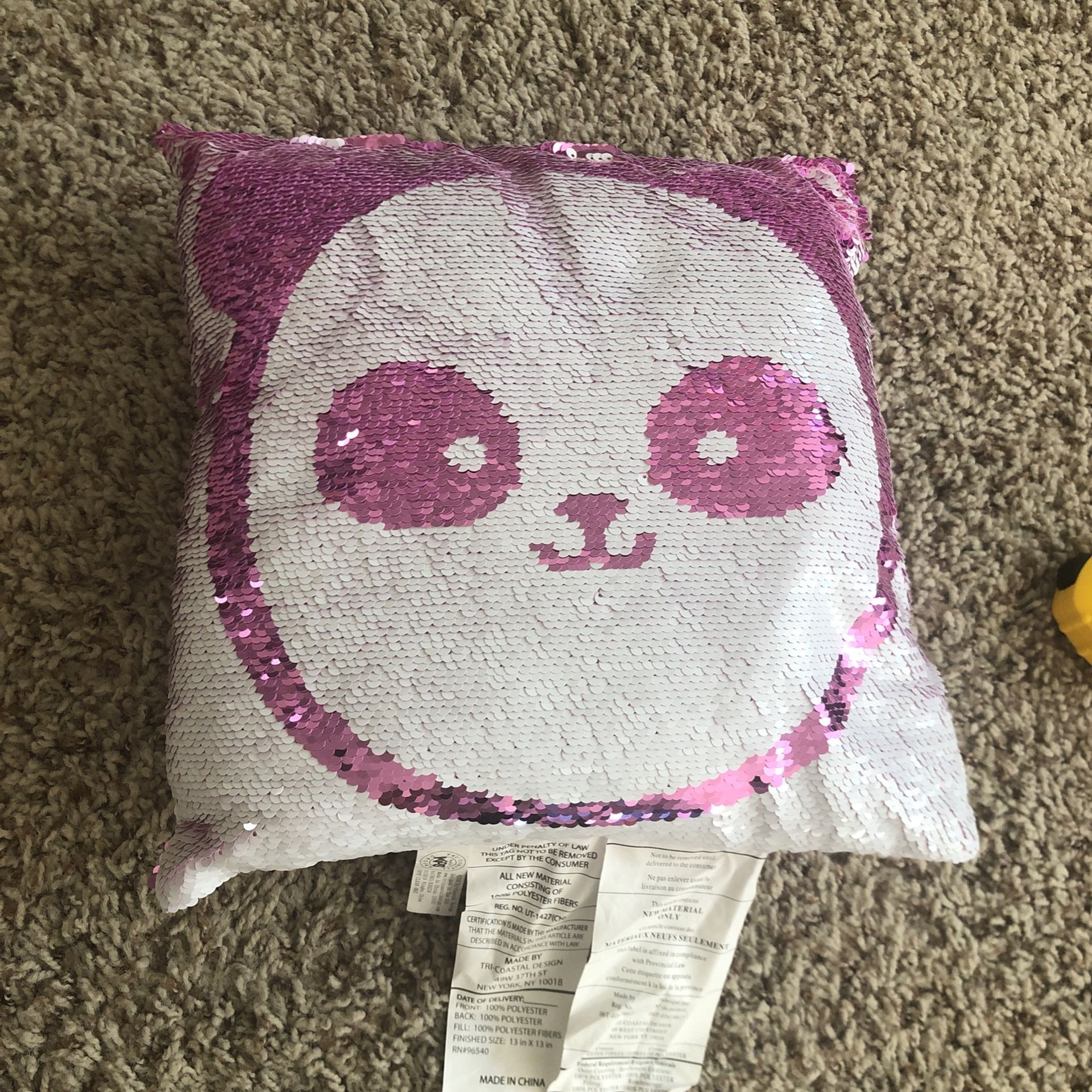 Reverse New Sequin Panda Face Pillow