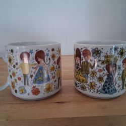 Vintage Antique Retro Japenese Marked Romantic Couple Mug 60s 70s