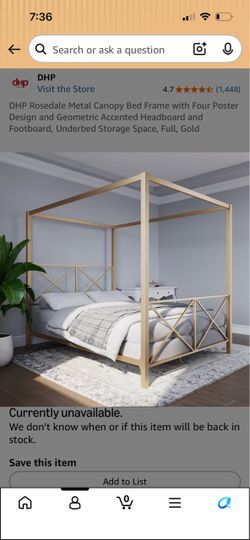 Gold full size bed frame metal