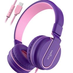 AILIHEN USB C Headphones Wired, I35 Kids Headphones with Microphone and Volume Limited 93dB, Super Soft Type C Headphone for School/Travel/iPhone 15-1