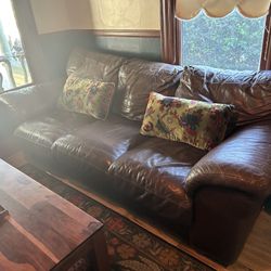 Classic Cozy Brown Leather Couch