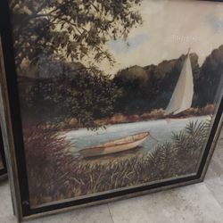 Pictures SAILBOAT X 2  PAIR 31 X 31