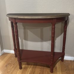 Wood & MDF Console / Entryway Table – Red Base with Dark Wood Top 