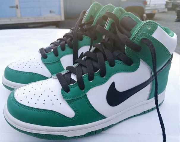 Women's Nike Dunks (Green, Black & White) In