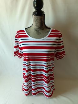 White Stag women's red striped short-sleeve top size XL
