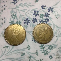 1987 AND 1988 Canadian Dollar Coins Rare Antique