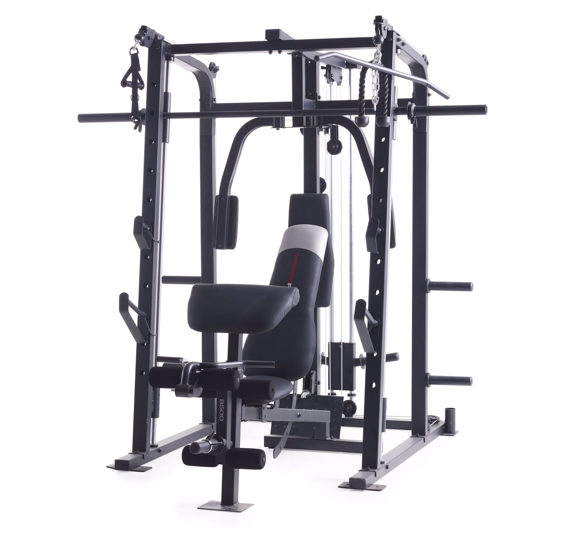Weider Pro 8500 Smith Cage Strength Trainer with Plate Storage