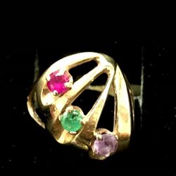 Women Fancy Mother Ring 14k Yellow Gold 