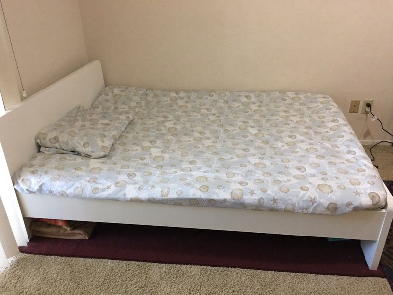 Ikea full size Askvoll bed frame - white
