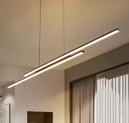 Rennnsan Sam 2-Light Matte Black Dimmable LED Linear Kitchen Island Pendant Light