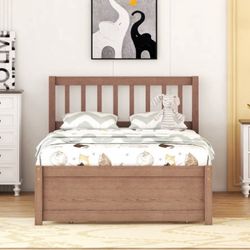 🔥Brand new in Box 🔥Twin Size Platform Bed with Trundle, Wooden Twin Bed Frame with Headboard, Twin Size Bed Frame for Kids Teens Adults Boys & Girls