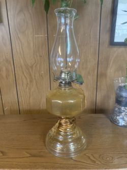 Vintage Electric Hurricane Lamp (Yellow Glass)