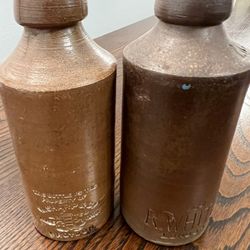 Antique Stoneware Beer Bottles From England 
