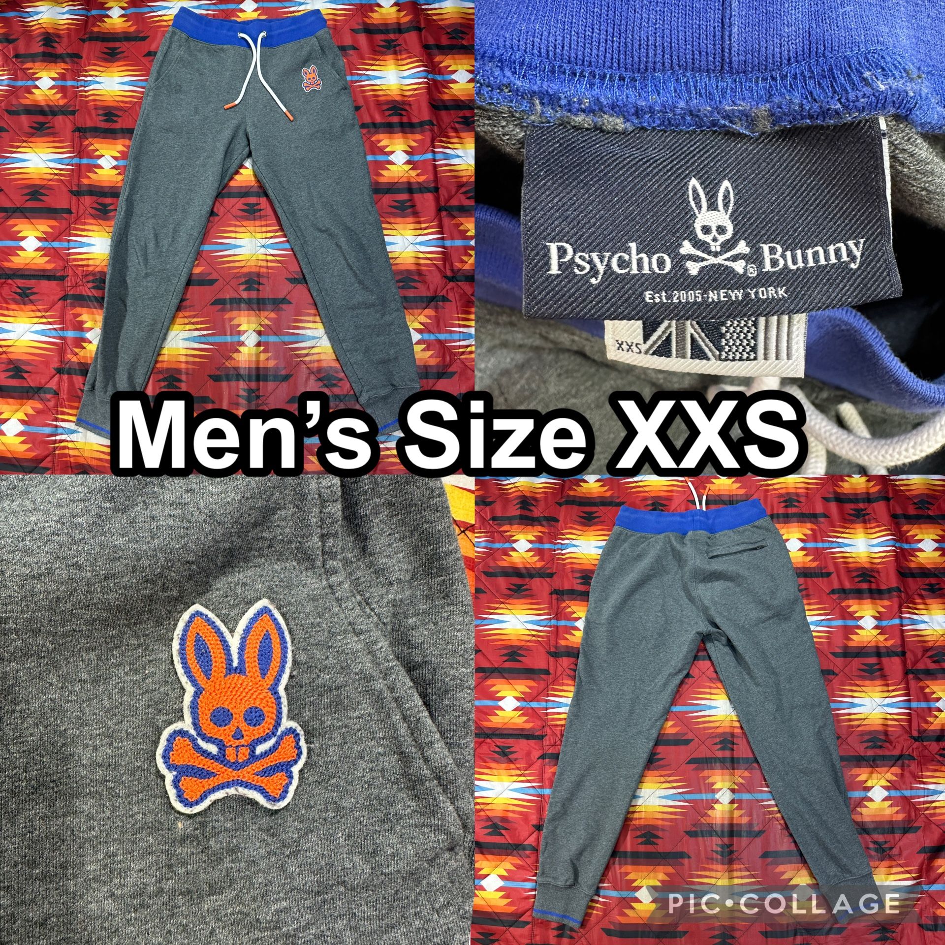 Psycho Bunny Gray Joggers Sweatpants Mens XXS Elastic Waist Pull-On Inseam 26”