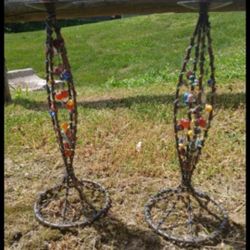 Set Of 2  light candle holder vintage Plastic Beads  used 