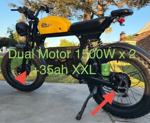 New! 3000 W Motor/35ah battery Electric Dirt Bike, 40 Mph AWD, Dual Motor, Yellow Or Blue Tank, Free Delivery 🚚 + Lock