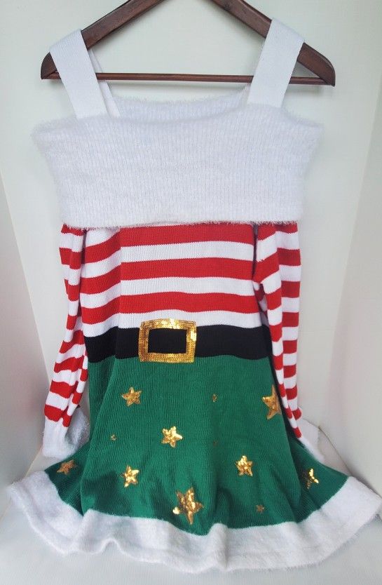 Holiday Time Dress XXL 20 Womens Mrs. Claus Elf Ugly Sweater Dress Christmas