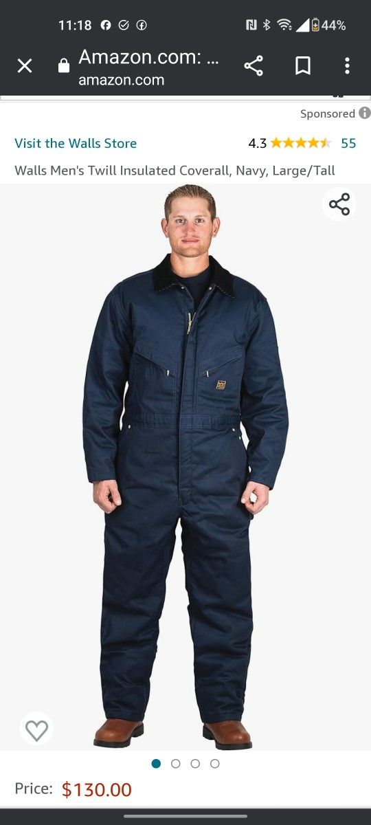 Wall's XL Men's One Piece Thermal Work Suit