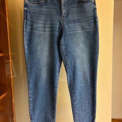 Nicole Miller SoHo High Waist Fray Ankle Slim Jeans; Size 12; Blue