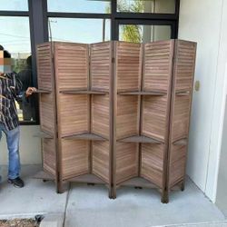 New In Box 6 Panels 67x16 Inch Each Panel Wooden Privacy Wall Home Decor Office Dorm Separation Freestanding Room Divider 