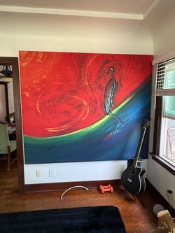Art by Serafin, tapestry mounted on wood